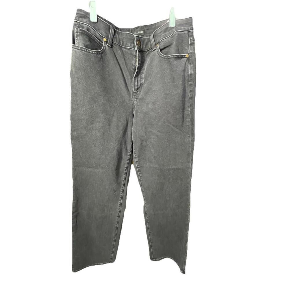 Talbots Jeans Women’s High Waisted Relaxed Straight Leg Salem Wash Black Sz 12